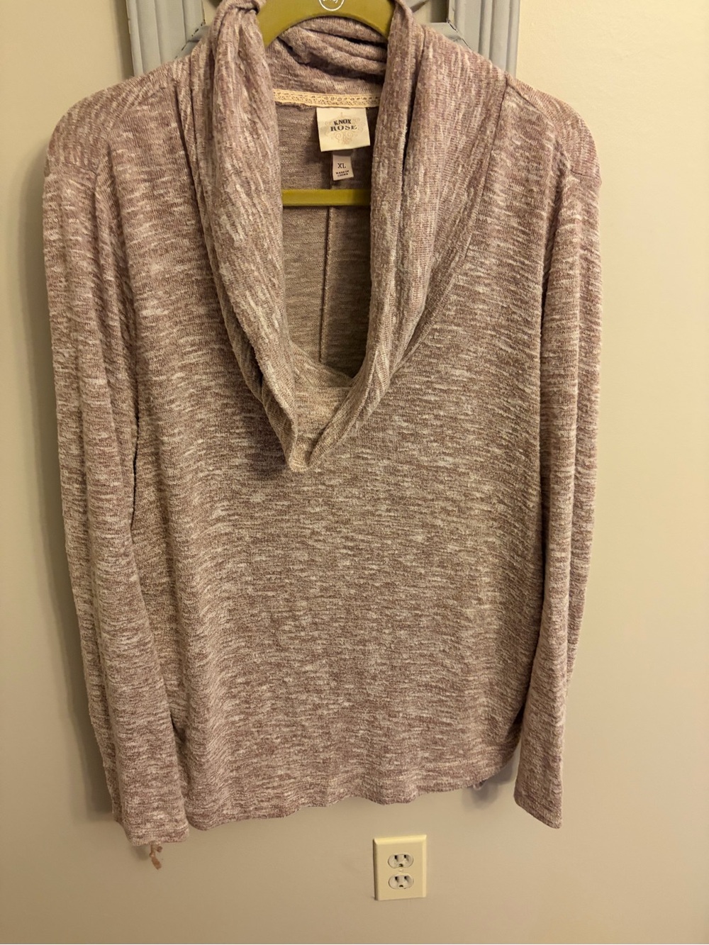 Knox Rose Pink Marled Cowl Neck Sweater